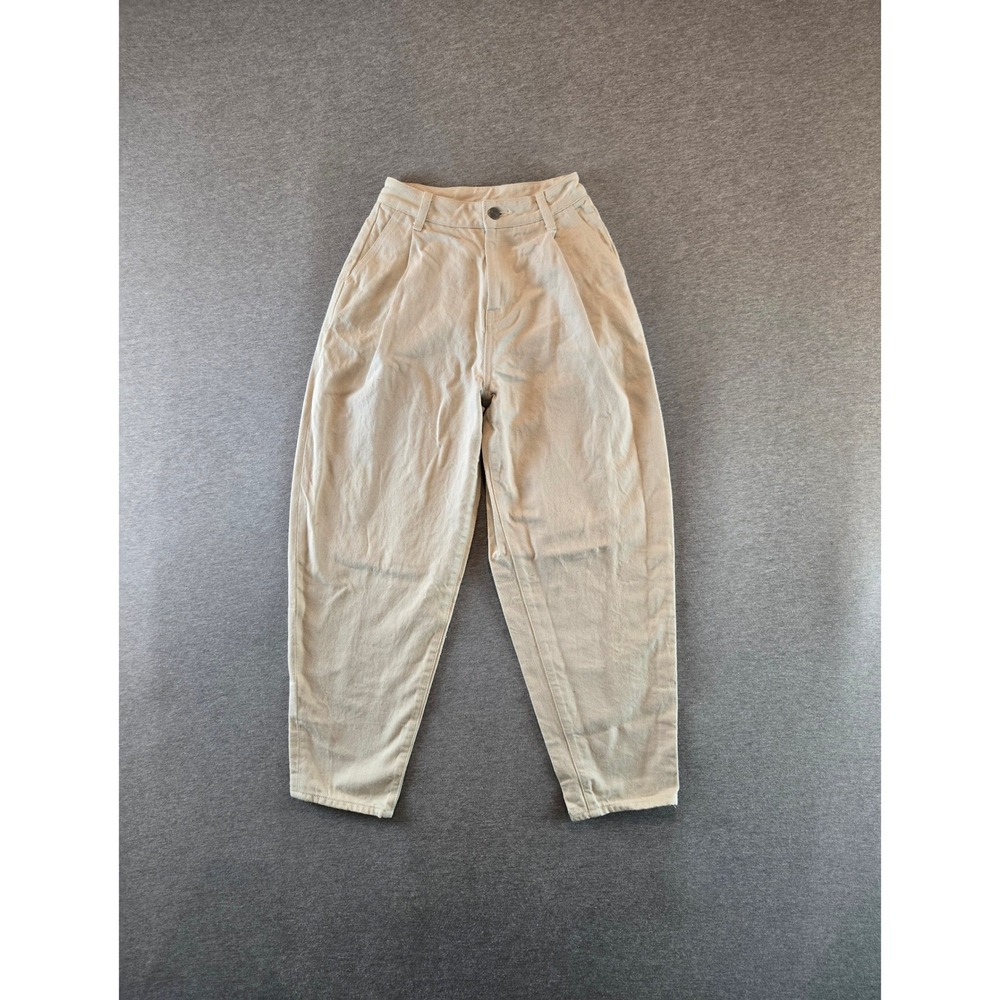 John Elliott Pleated Tapered Pants Womens 24 Cream Fleck Made In Japan High Rise